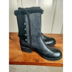 Andiamo‎ "Anadine" Women's Black Mid-Calf Winter Boots - Size 8.5 M - Faux Fur